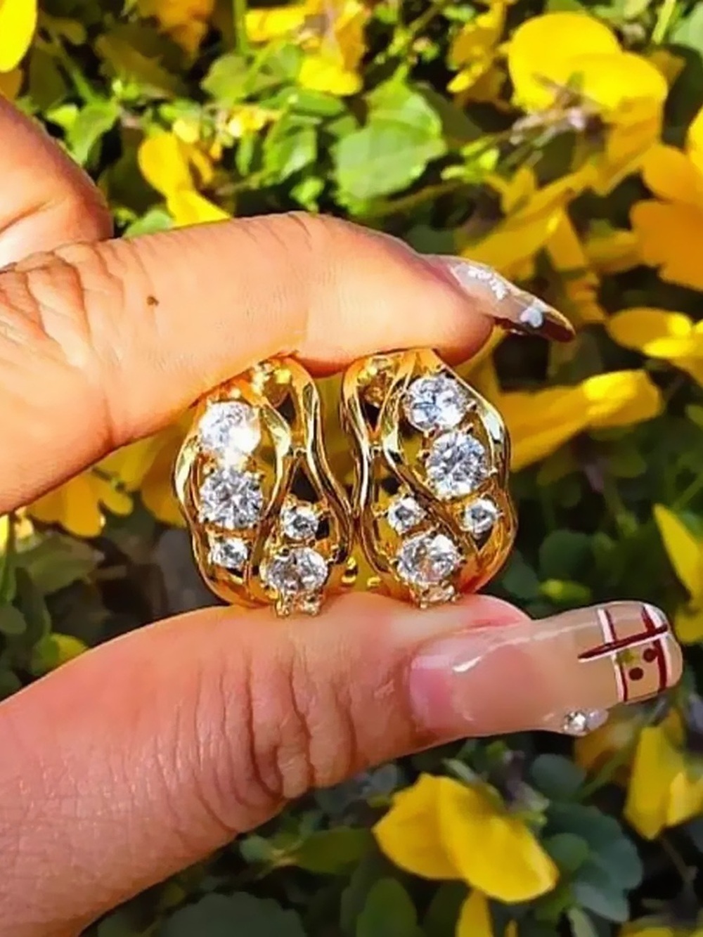 Anthropologie Gold-Tone Crystal Cluster Dome Clip Earrings